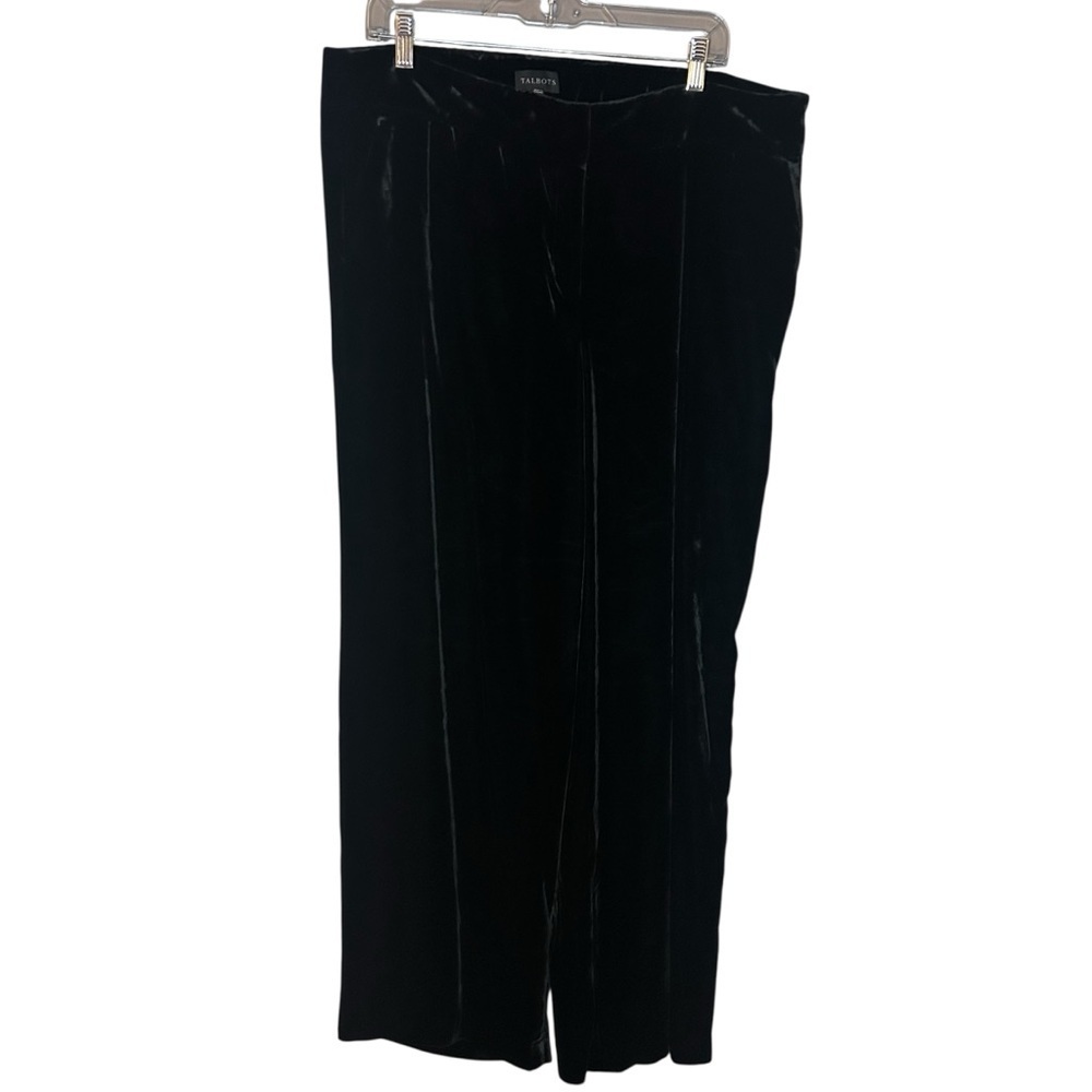Talbots Black Velour Wide Leg Pants NWT Size 14 Dressy Evening